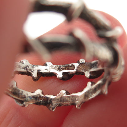 925 Sterling Silver Vintage Modernist Crisscross Oxidized Ring Size 7