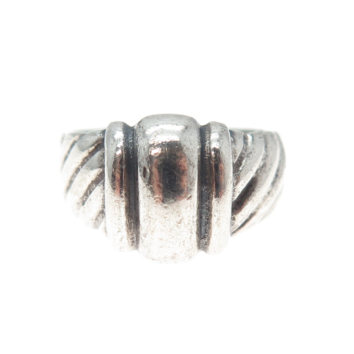 925 Sterling Silver Vintage Modernist Oxidized Ring Size 8