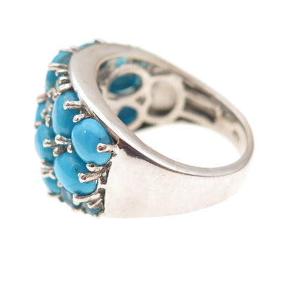 Chuck Clemency 925 Sterling Real Sleeping Beauty Turquoise & Apatite Ring Size 8