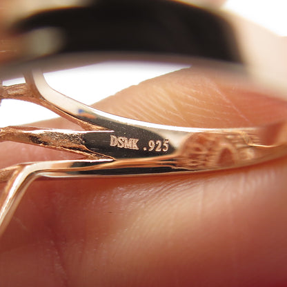 DSMK 925 Sterling Silver Gold Plated Morganite Gem C Z Statement Ring Size 7.25