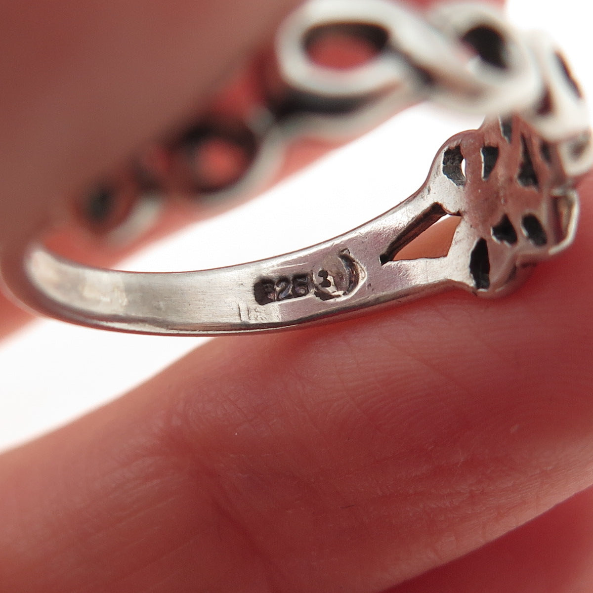 925 Sterling Silver Vintage Infinity Butterfly Oxidized Ring Size 8.75