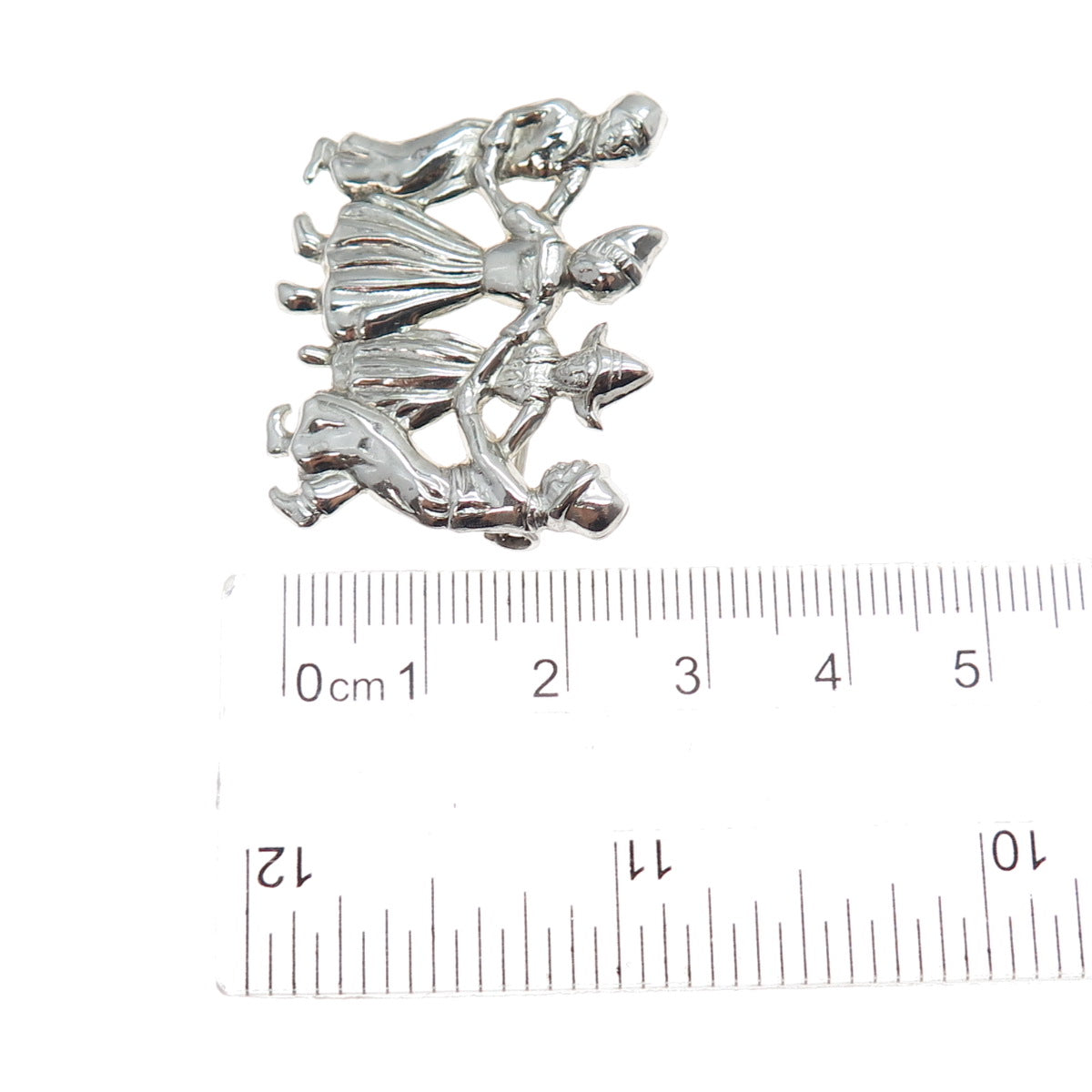LANG 925 Sterling Silver Antique Art Deco Dutch Dancer Oxidized Pin Brooch
