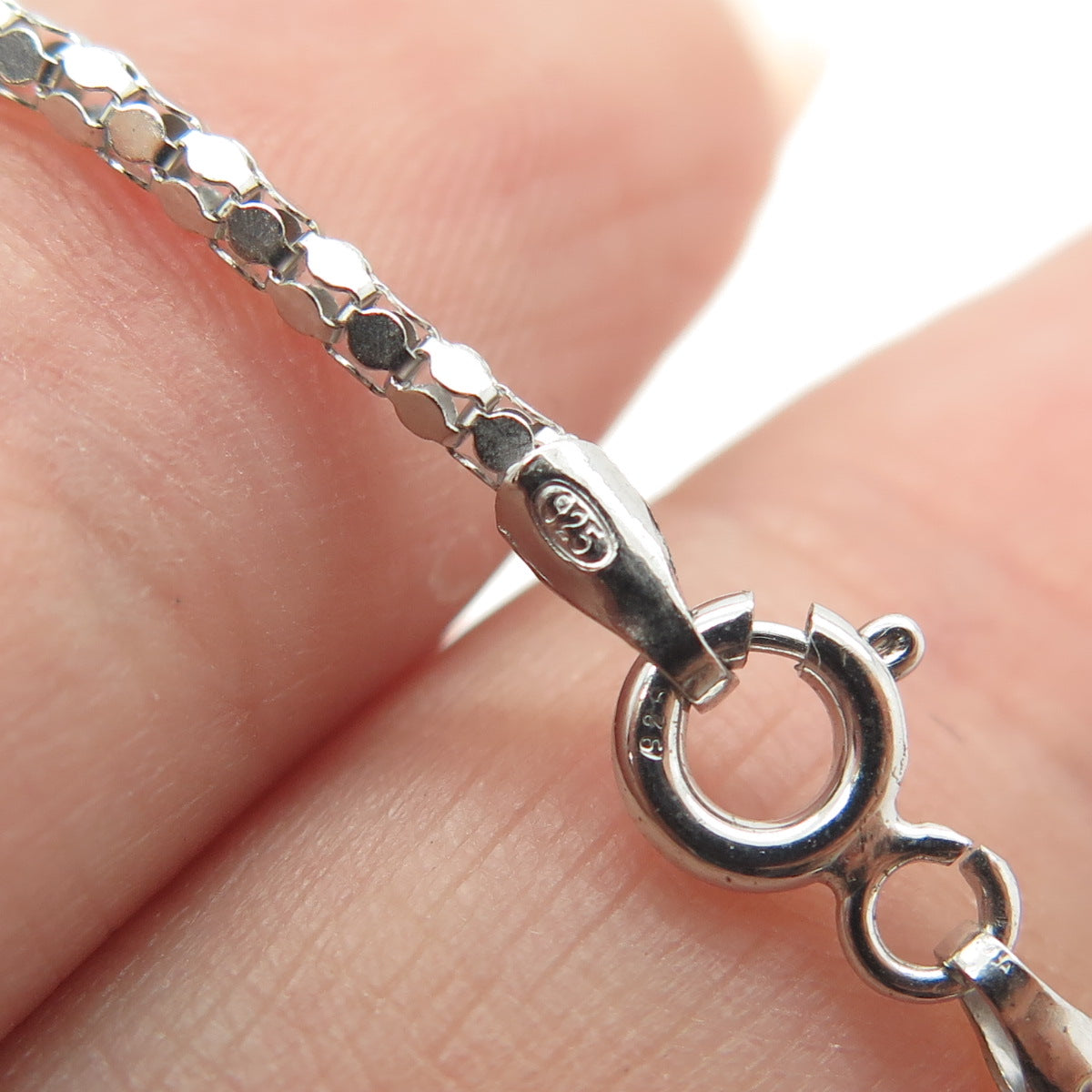 925 Sterling Silver Italy Pave C Z Cross Pendant Popcorn Chain Necklace 16"