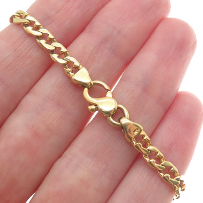 925 Sterling Silver Gold Plated Vintage Mariner Curb Link Bracelet 8.25"