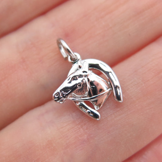 J.M. FISHER 925 Sterling Silver Vintage Horse Shoe Club Mini Charm Pendant