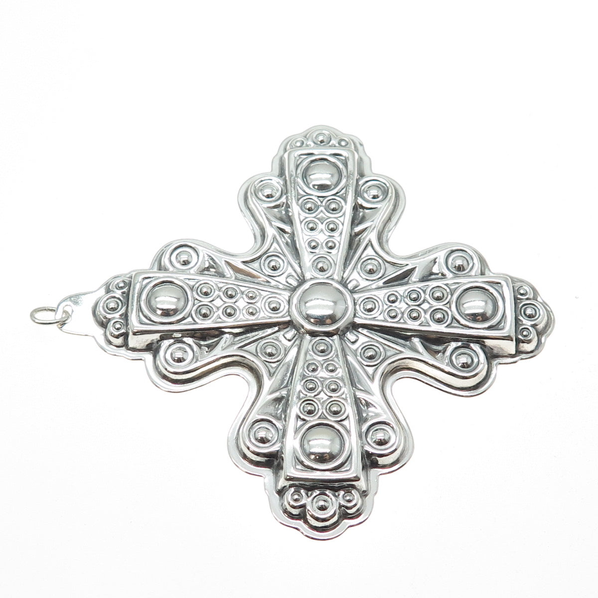 REED & BARTON 925 Sterling Silver Vintage 1972 Christmas Cross Oxidized Ornament