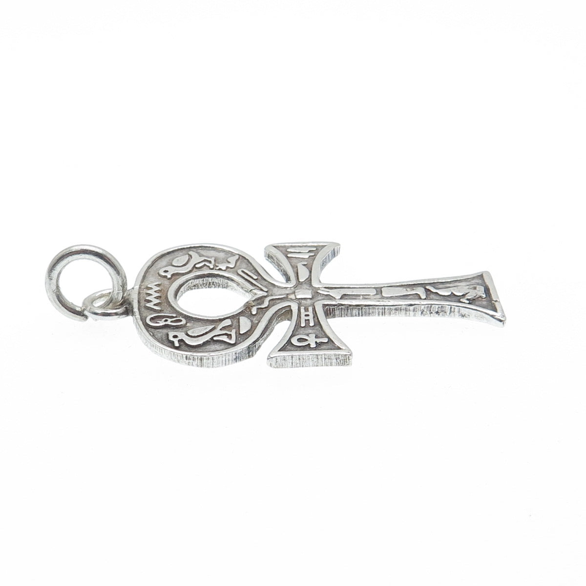 800 Silver Vintage Egyptian Ankh Symbols Oxidized Charm Pendant