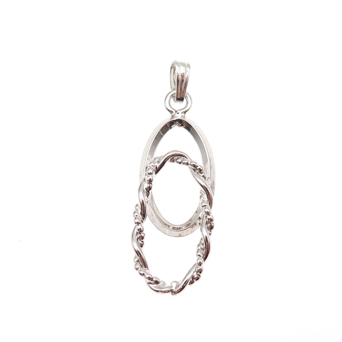925 Sterling Silver Vintage Interlocked Twisted Link Charm Pendant