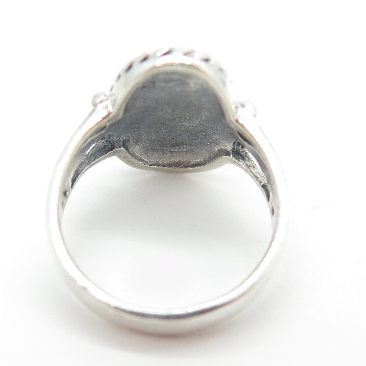 925 Sterling Silver Vintage Real Black Onyx Gemstone Ring Size 6.25