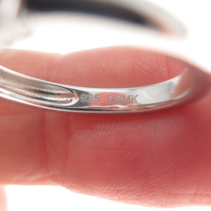 DSMK 925 Sterling Silver Oval-Cut C Z Engagement Ring Size 7.5
