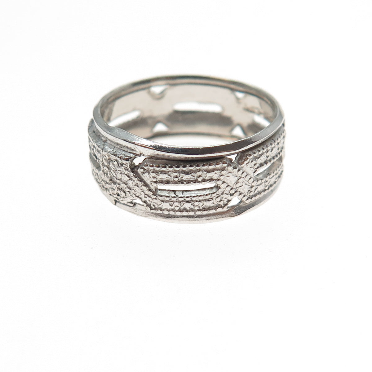 J. Esposito 925 Sterling Silver Vintage Chain Pattern Band Ring Size 6.25