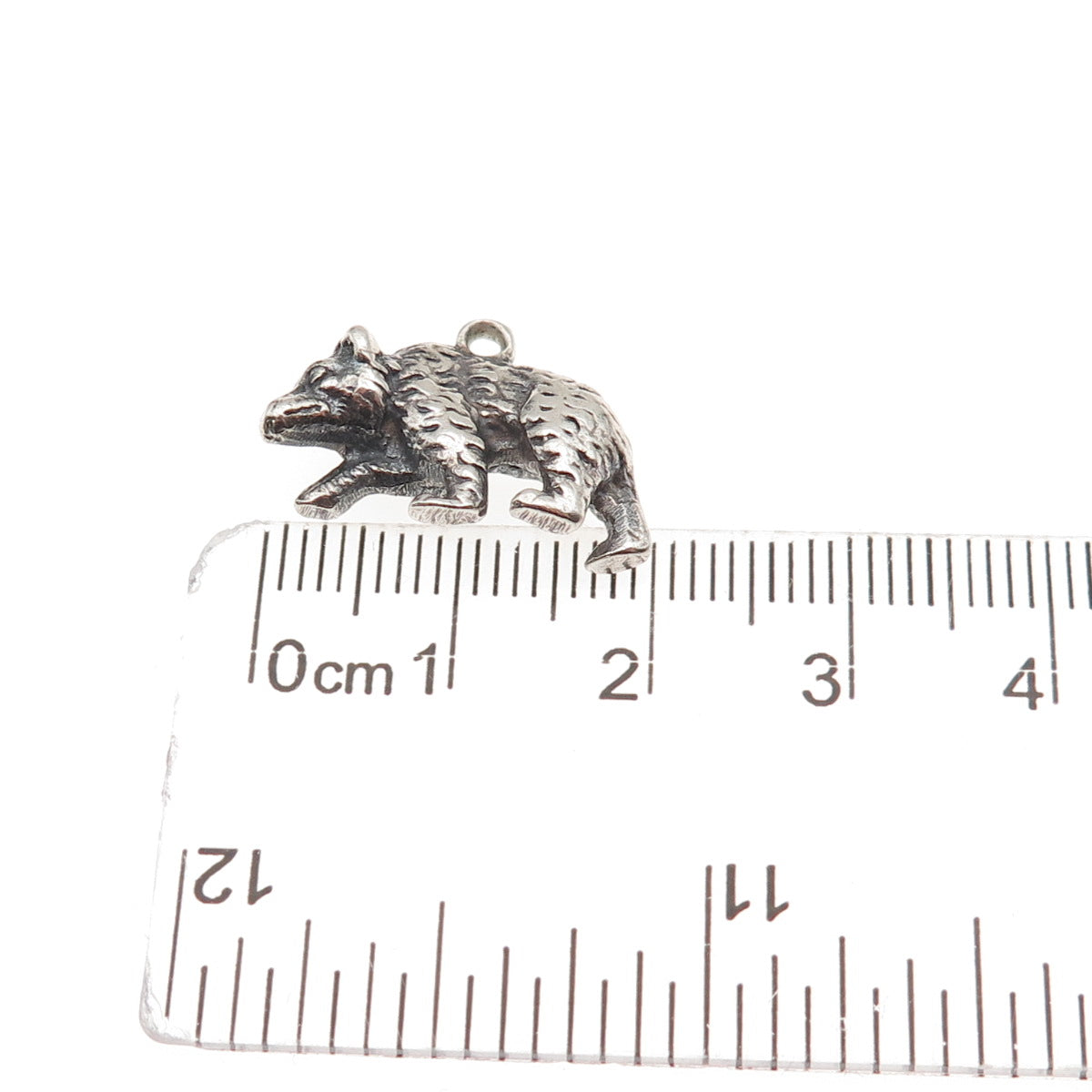 925 Sterling Silver Vintage Bear Oxidized 3D Mini Charm Pendant