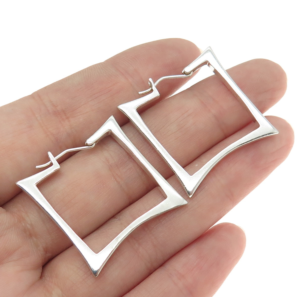 925 Sterling Silver Vintage Hinged Square Earrings