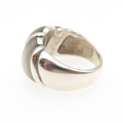 KABANA 925 Sterling Silver Vintage Real MOP Modernist Ring Size 5