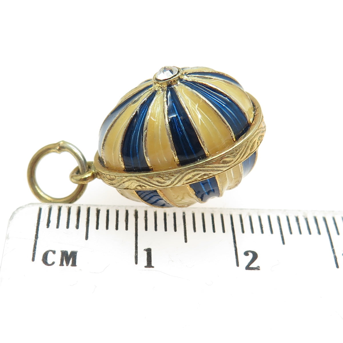 RAFKA Retired Sterling Silver Vermeil Enamel Rhinestone Easter Egg Charm Pendant