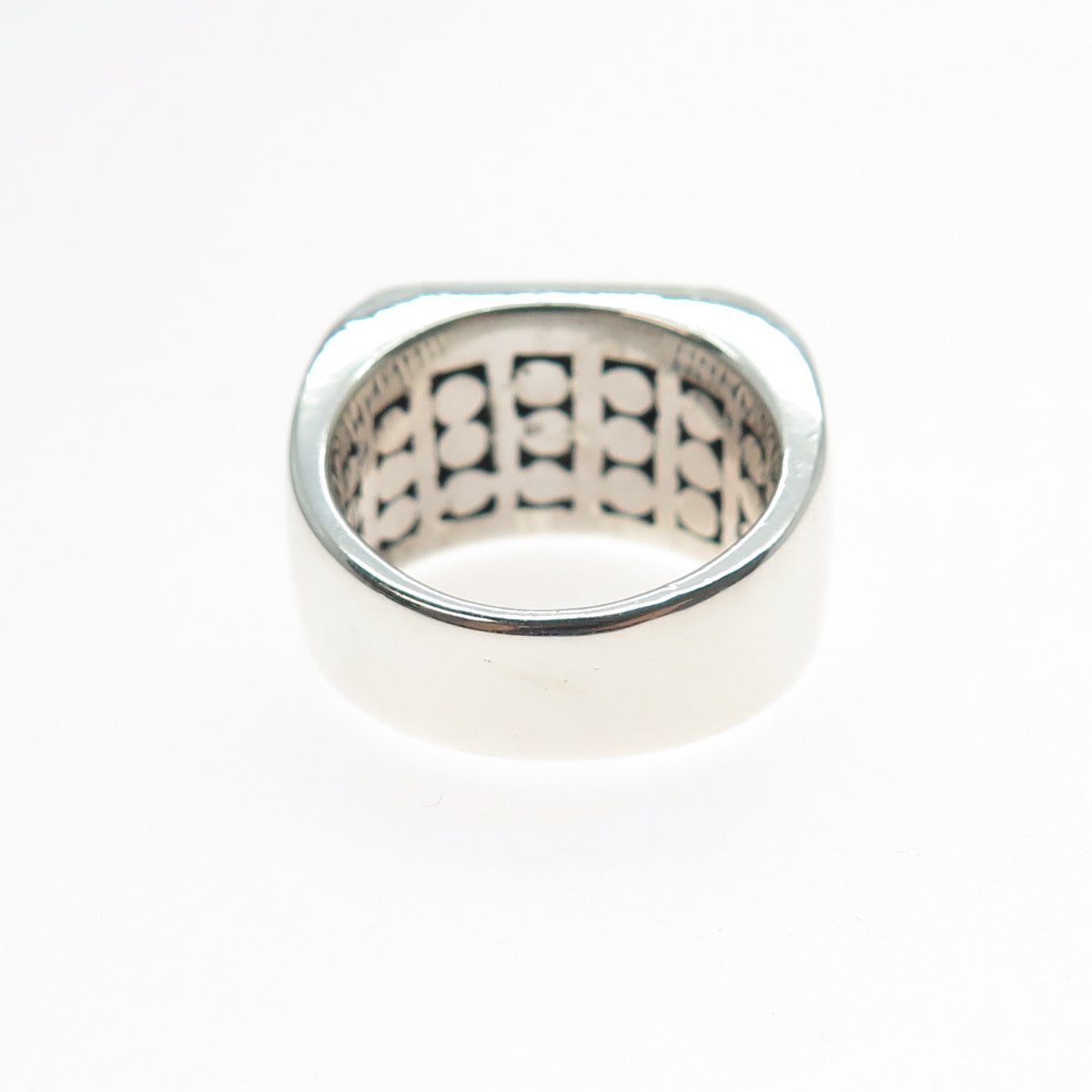 925 Sterling Silver 14K Gold Vintage Real Hematite Granulated Ring Size 7