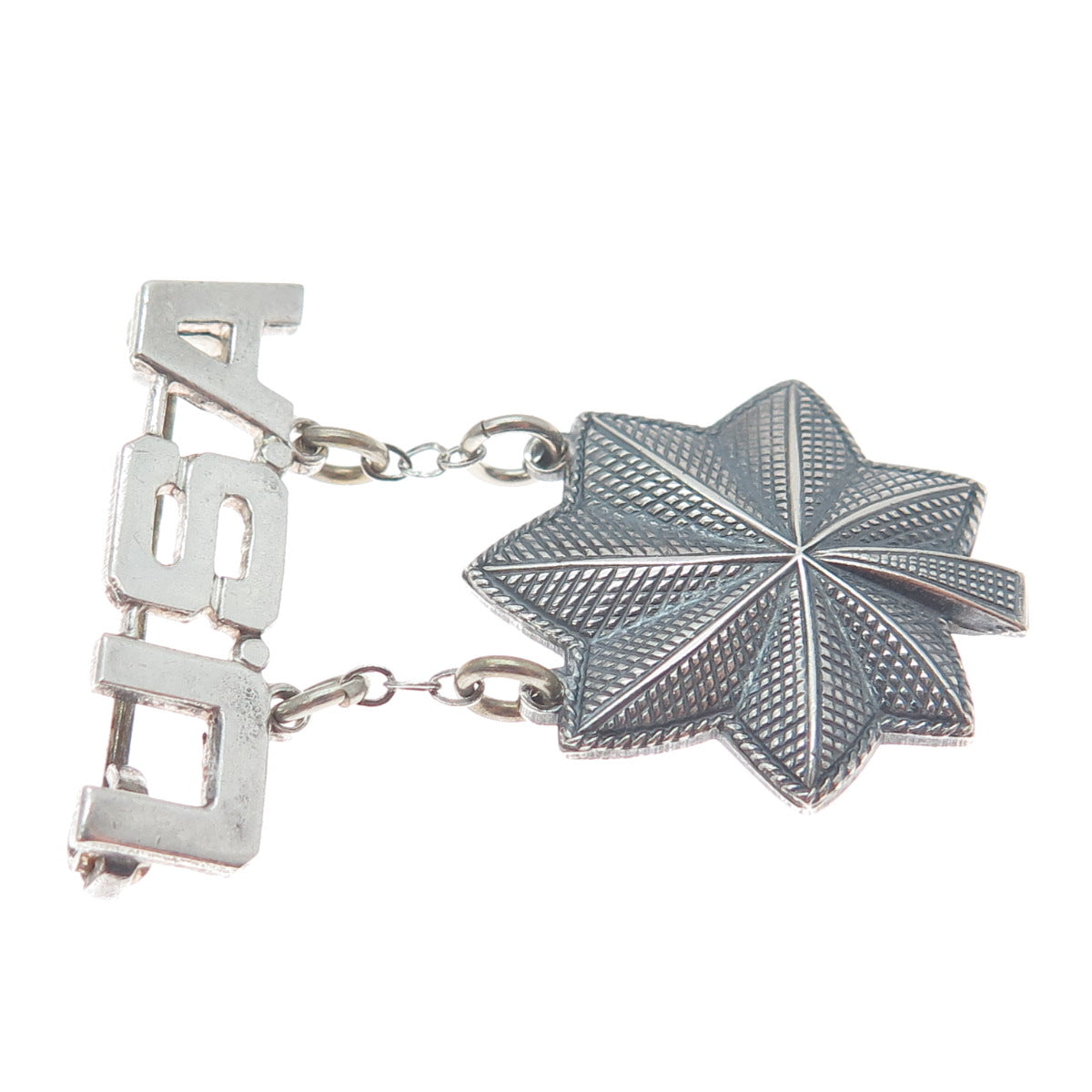 925 Sterling Silver Antique WWII US Army Lieutenant Oak Leaf Pin Brooch