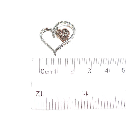 JANE SEYMOUR 925 Sterling Silver 10K Gold Real Diamond Heart Slide Pendant