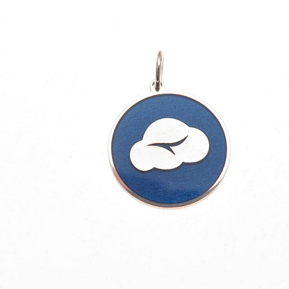 925 Sterling Silver Blue Enamel Cloud Charm Pendant