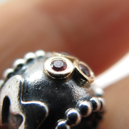 PANDORA 925 Sterling Silver & Gold Swarovski Crystal Mom Slide Bead Charm