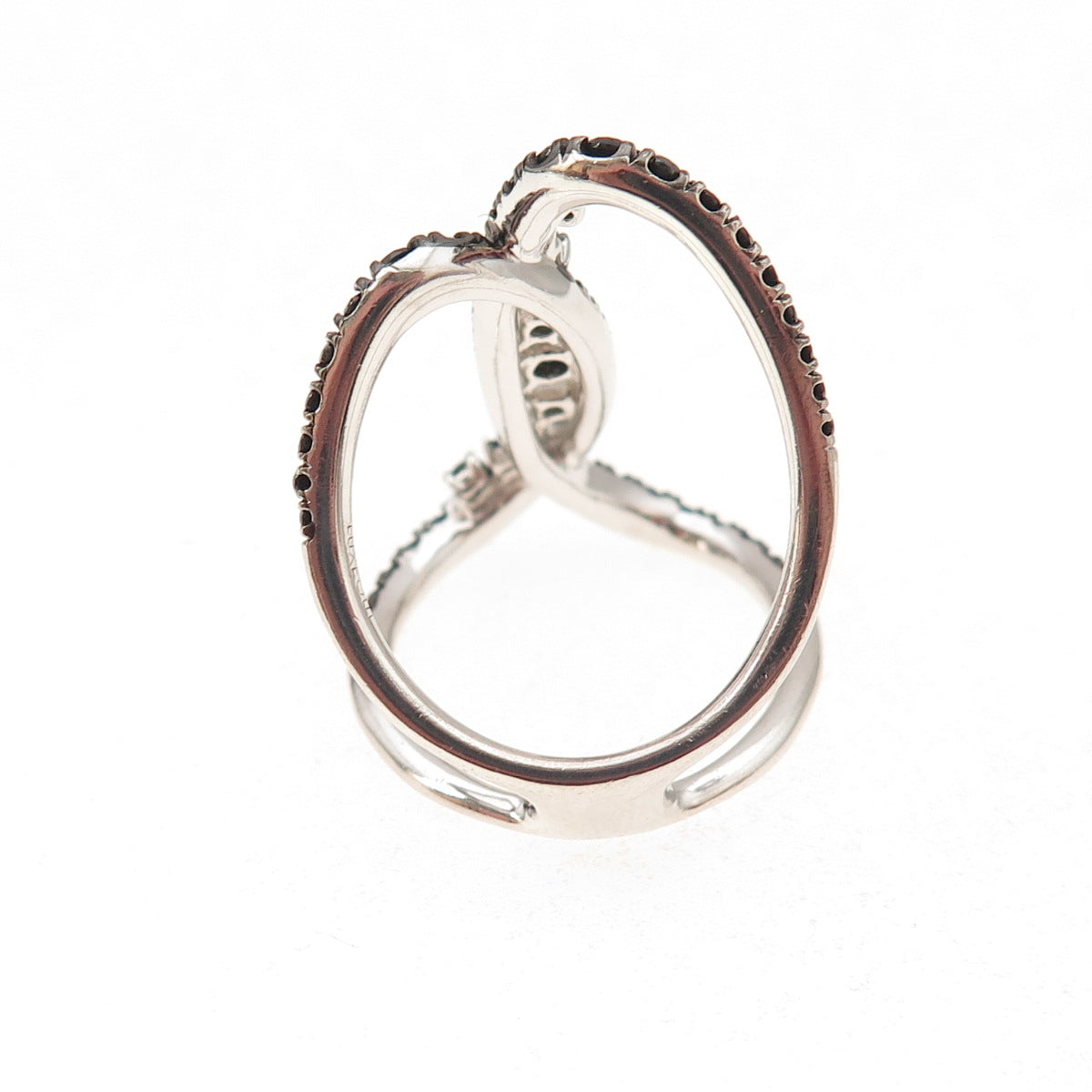 Luxeout 925 Sterling Silver Real Black Spinel Interlocked Ring Size 7.25