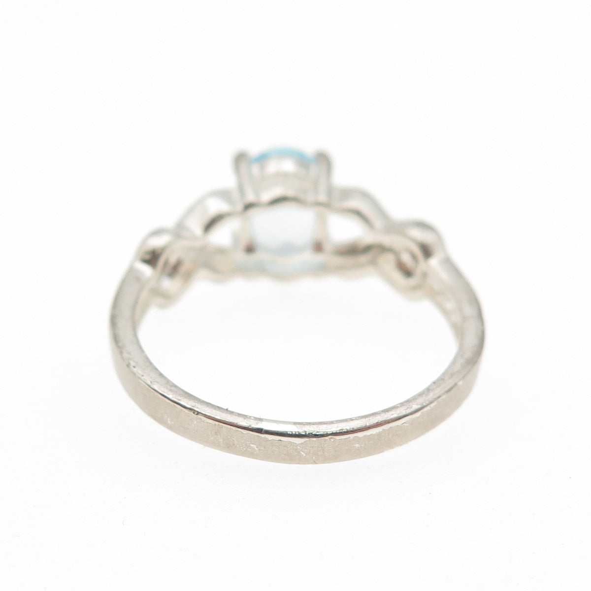 925 Sterling Silver Real Oval-Cut Blue Topaz Infinity Ring Size 7