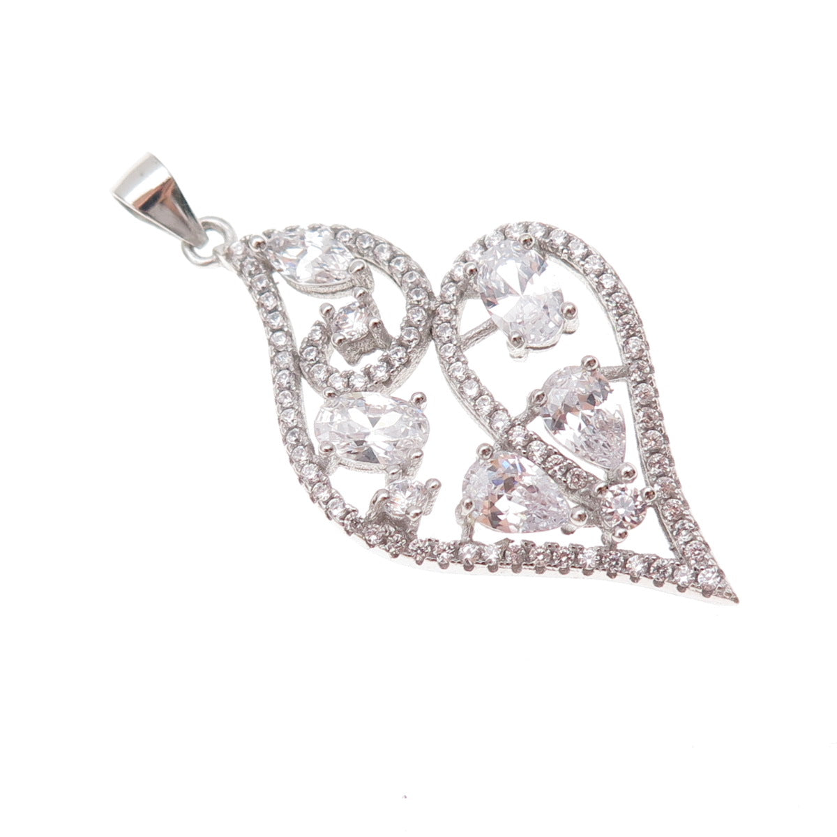 925 Sterling Silver Multi-Cut C Z Charm Pendant