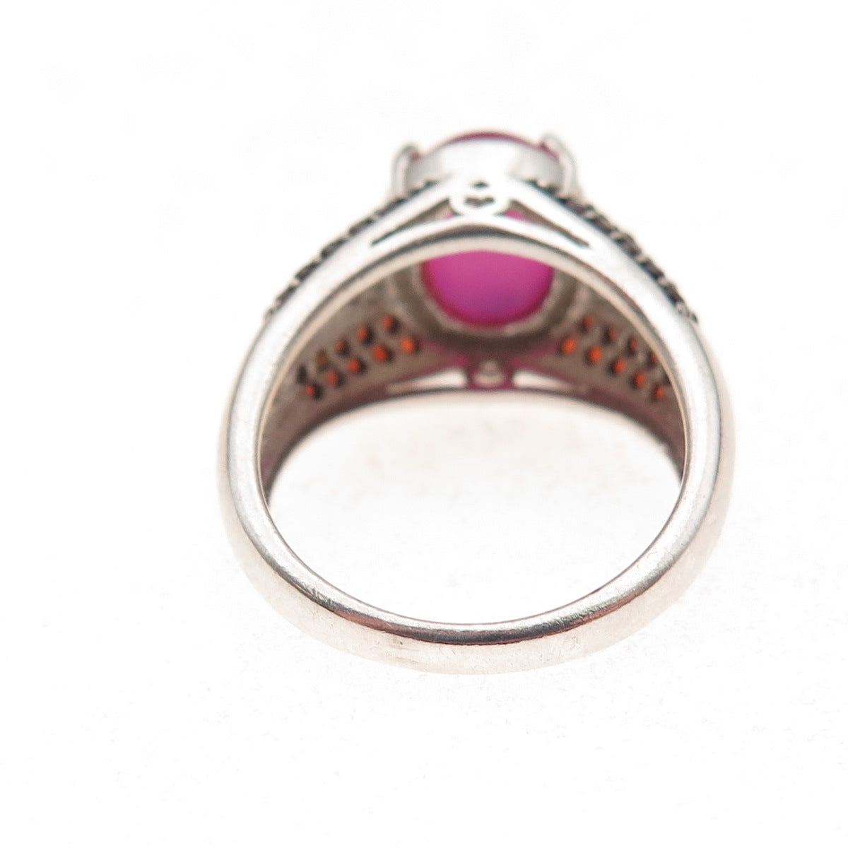 925 Sterling Lab-Created Star Ruby Real White Topaz & Red Garnet Ring Size 6