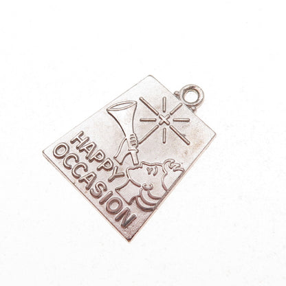 925 Sterling Silver Vintage Happy Occasion Charm Pendant