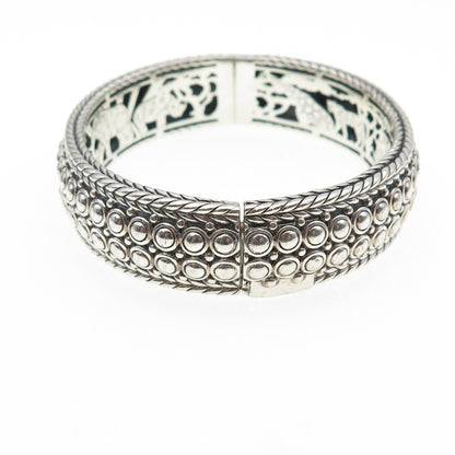 JAI by John Hardy 925 Sterling Heavy 65.7g Safari Beaded Bangle Bracelet 7.25"