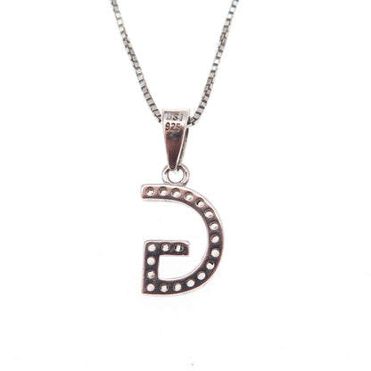 925 Sterling Silver Round-Cut C Z Letter G Initial Box Chain Necklace 18"