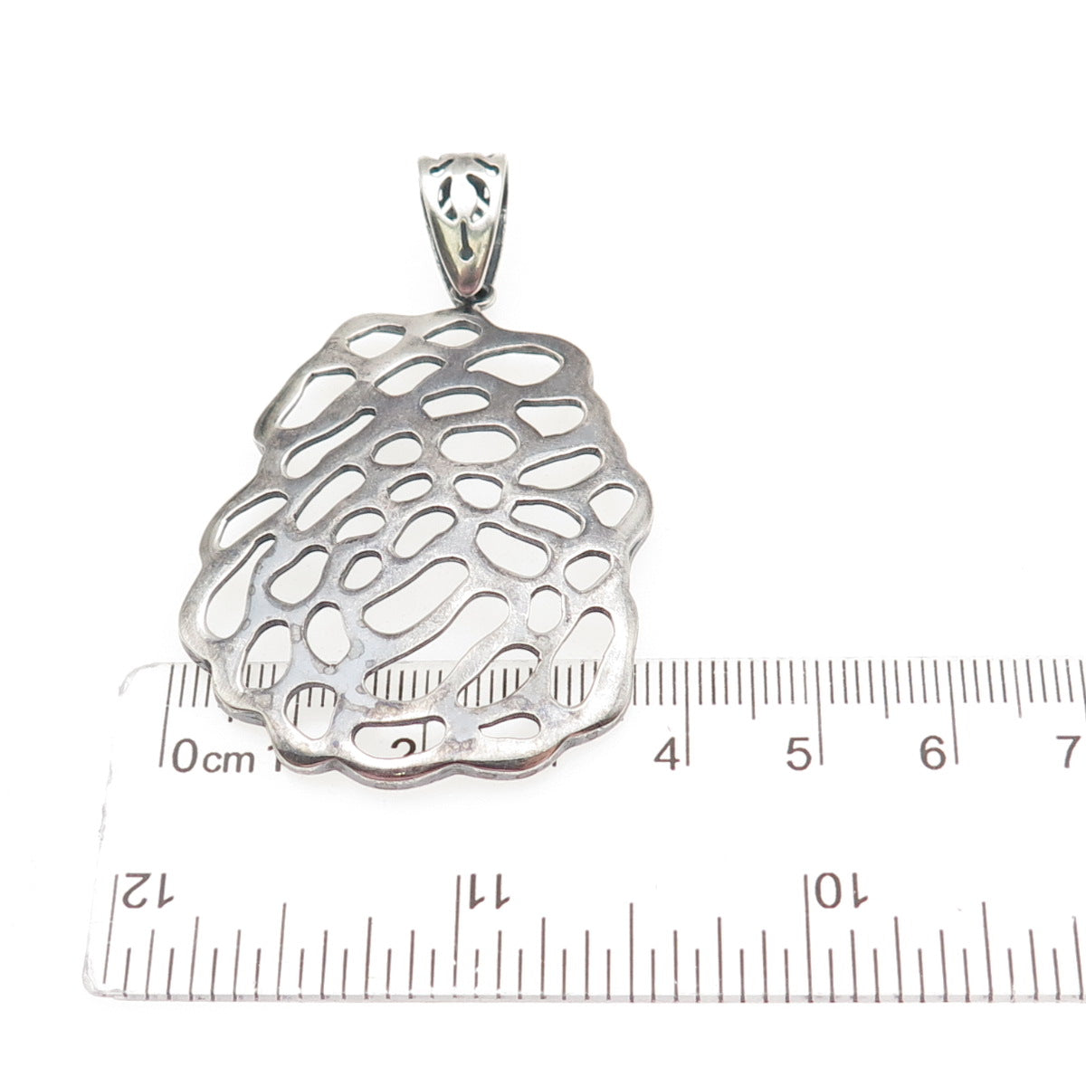 925 Sterling Silver Vintage Modernist Oxidized Pendant