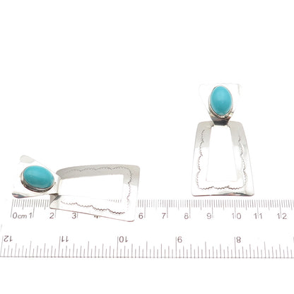Carol Felley 925 Sterling Silver Vintage 1989 Real Turquoise Tribal Earrings