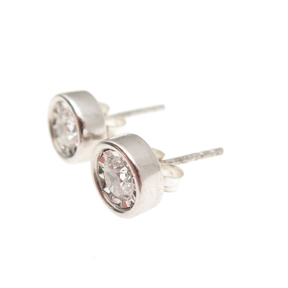 925 Sterling Silver Round-Cut C Z Stud Earrings