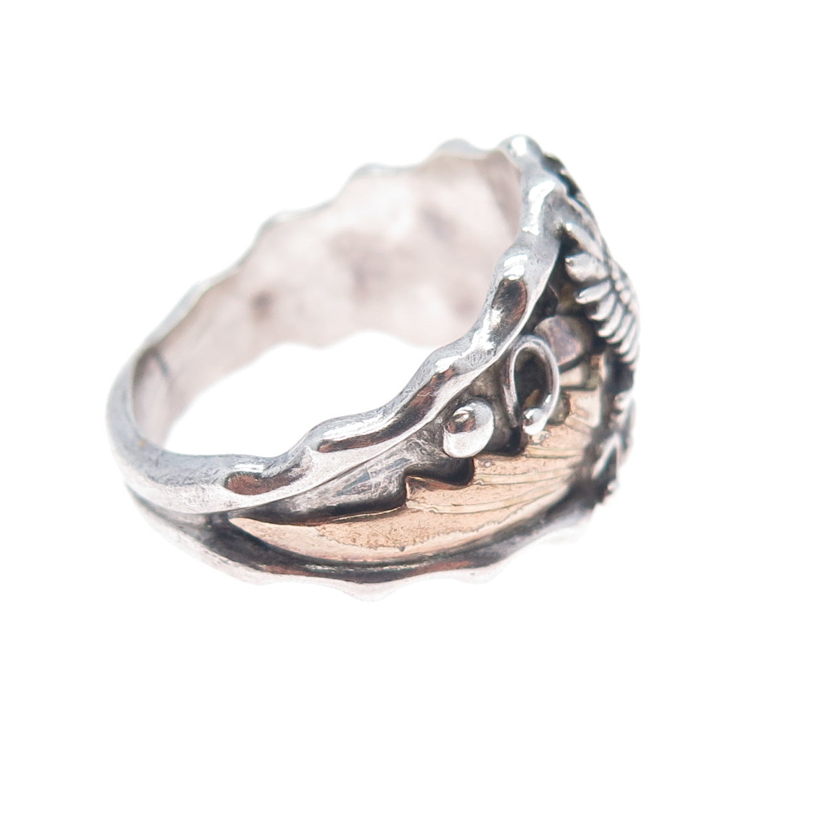 Jack Bly Kewa Old Pawn 925 Sterling Silver 2-Tone Vintage Eagle Ring Size 11.25