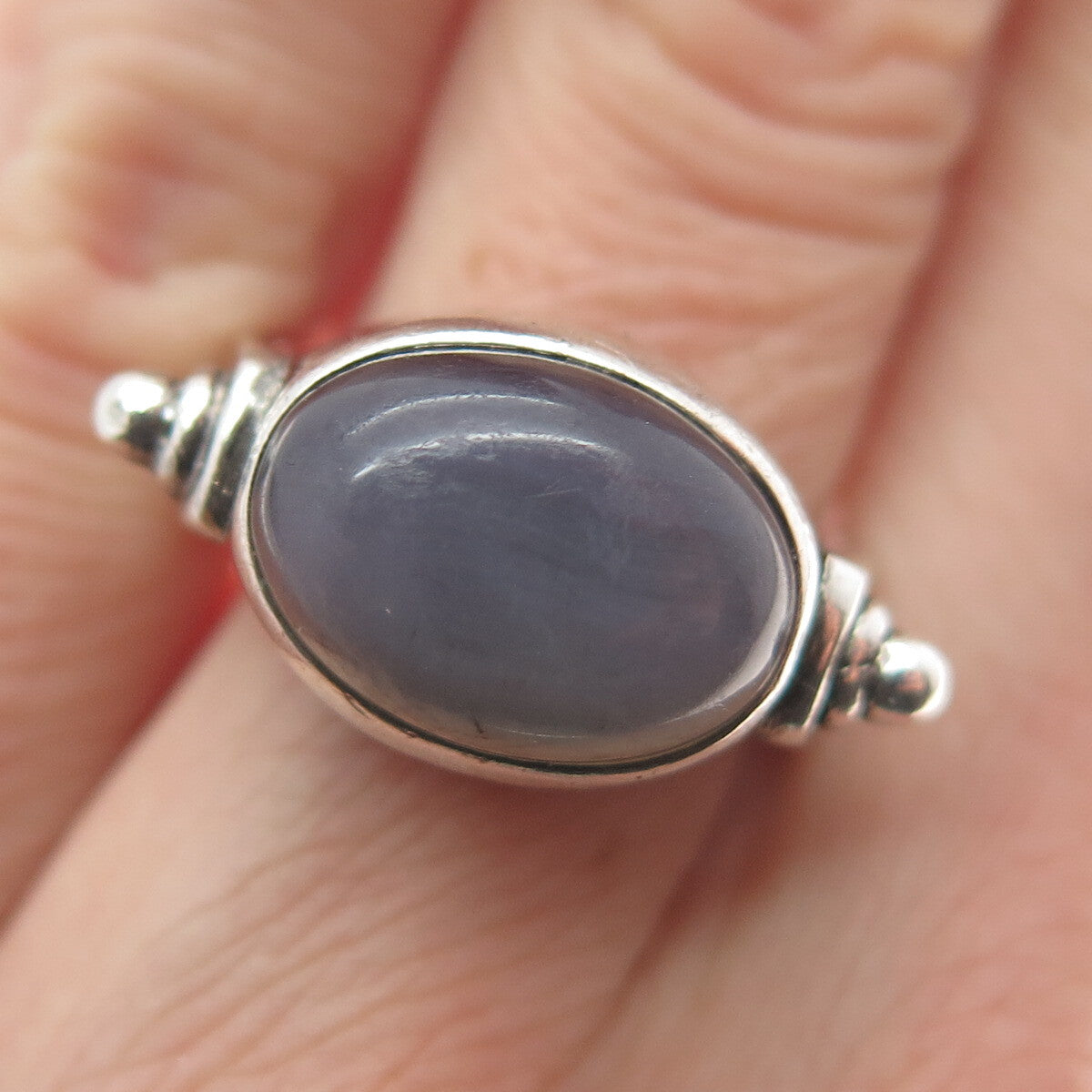 925 Sterling Silver Vintage Real Agate Modernist Ring Size 6