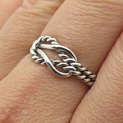 925 Sterling Silver Vintage Mariner Knot Ring Size 8.5