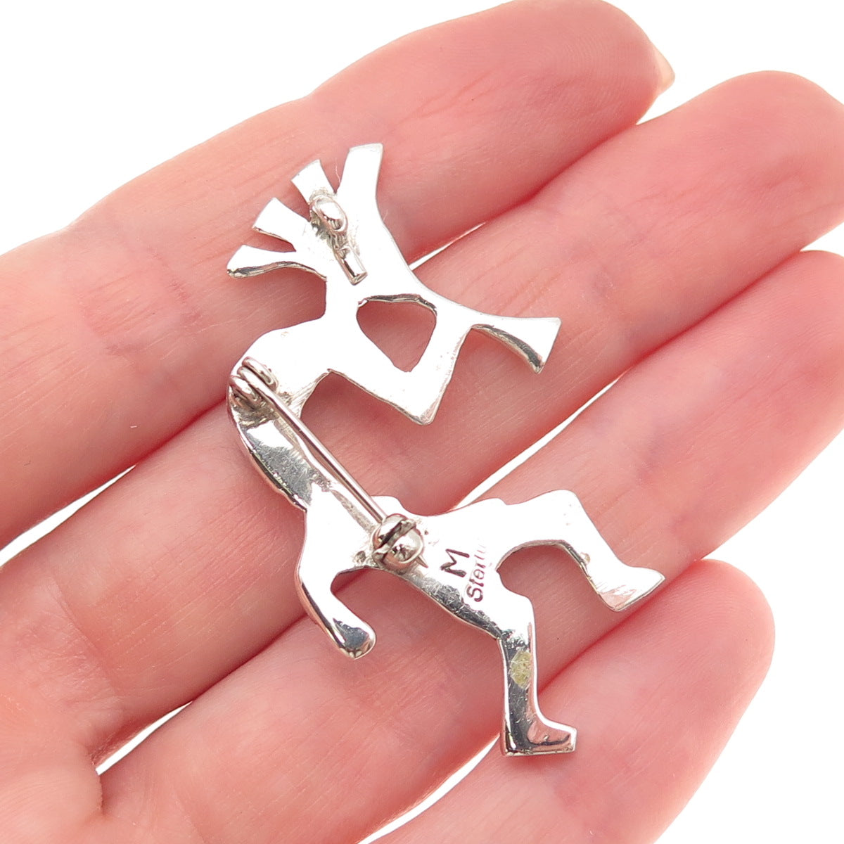 Melissa Yazzie Navajo Old Pawn Sterling Vintage Multi-Gem Kokopelli Pin Pendant