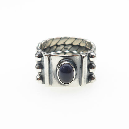 925 Sterling Silver Vintage Real Iolite Modernist Oxidized Ring Size 7.25