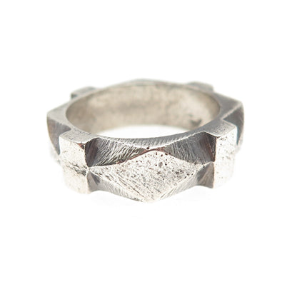 925 Sterling Silver Vintage Modernist Oxidized Band Ring Size 6.25