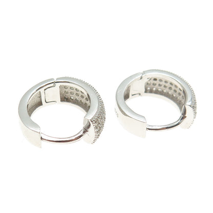 925 Sterling Silver Round-Cut C Z Sparkle Hoop Earrings