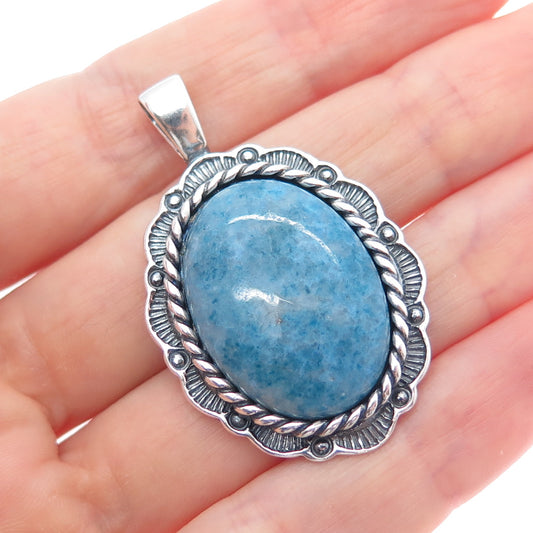 CAROLYN POLLACK 925 Sterling Silver Vintage Real Denim Lapis Charm Pendant