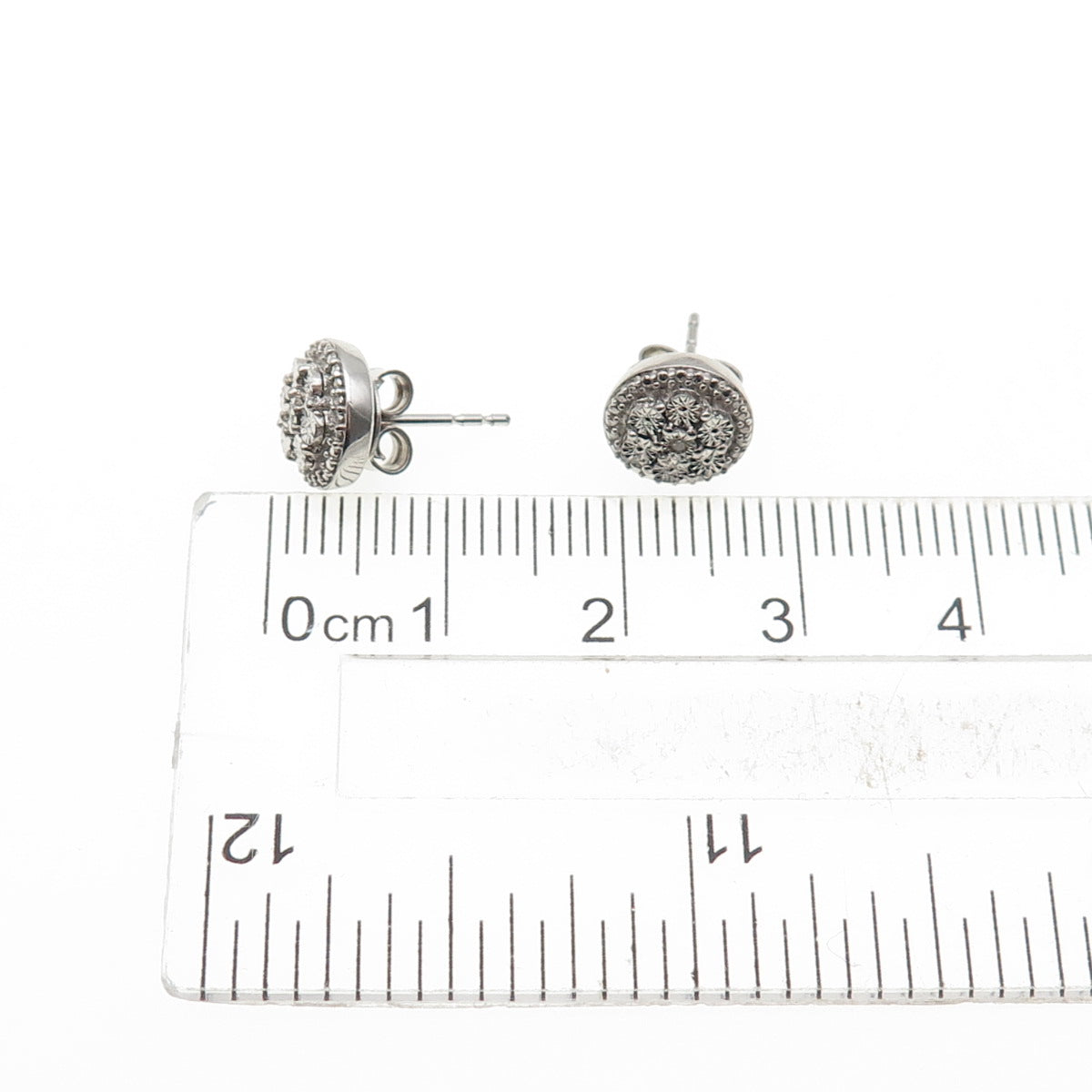 925 Sterling Silver Real Round-Cut Diamond Stud Earrings