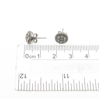 925 Sterling Silver Real Round-Cut Diamond Stud Earrings