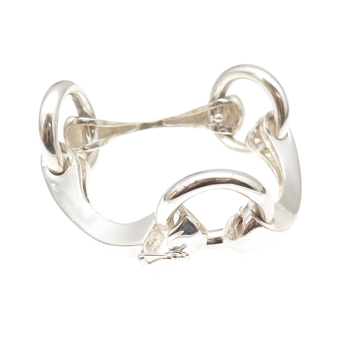 Gayer & Krauss 835 Silver Vintage Germany Horsebit Modernist Bracelet 6.75"