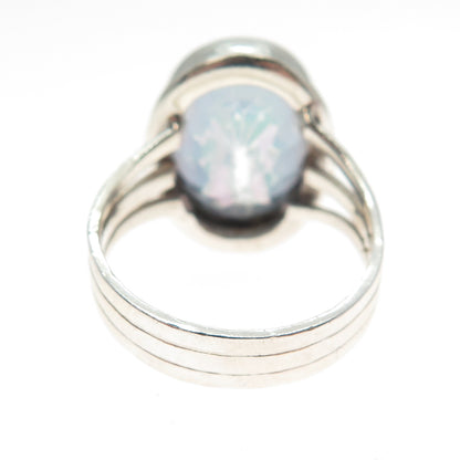 925 Sterling Silver Vintage Real Oval-Cut Mystic Quartz Ring Size 6.25