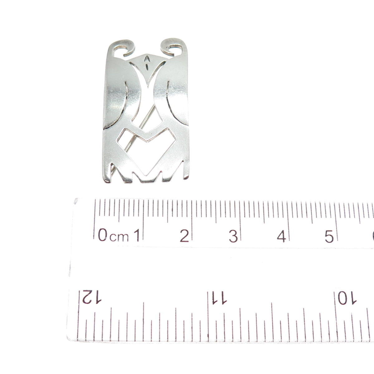 925 Sterling Silver Vintage Modernist Oxidized Pin Brooch