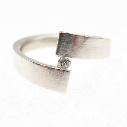 J's Jewelry 925 Sterling Silver Real Round-Cut Diamond Bypass Ring Size 7