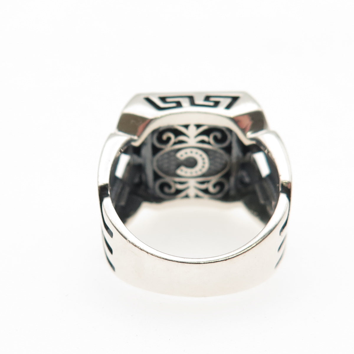 CHIMODA 925 Sterling Silver Real Black Onyx Woven Ring Size 6.5