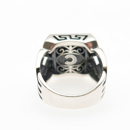 CHIMODA 925 Sterling Silver Real Black Onyx Woven Ring Size 6.5